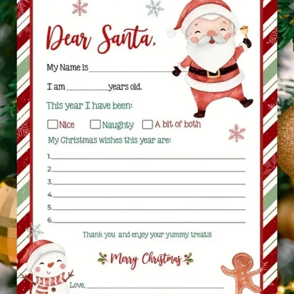 Christmas Santa Wish List Sheets